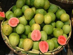 Guava at a fruit stall in Pasar Baru, Jakarta, Indonesia