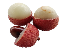 Lychees on white background