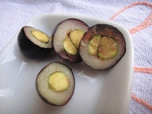 Cut fruits of rainforest plum