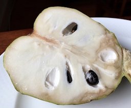 Inside of a cherimoya