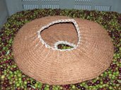 Oil olive extraction: disk made in coconut fiber traditionally used by the press to extract the liquid phases of the olives paste