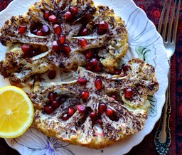 Sumac dusted cauliflower steaks with pomegranate