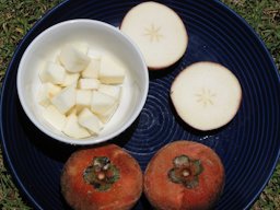 Fruit cut in half and in bowl, Olinda, Maui, Hawai'i