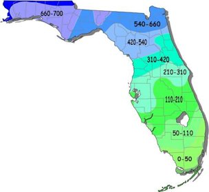 Hardiness Zone Map of Florida
