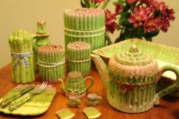 Asparagus ceramics dish and tea pot collection