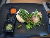 Hainanese Chicken Rice with asparagus