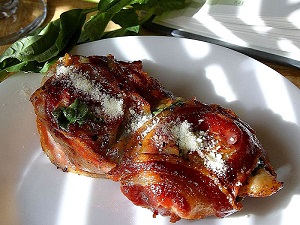 Pancetta and basil wrapped chicken