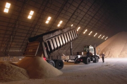 Raw sugar being stored before refining
