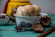 Chinese boiled eggs in black tea
